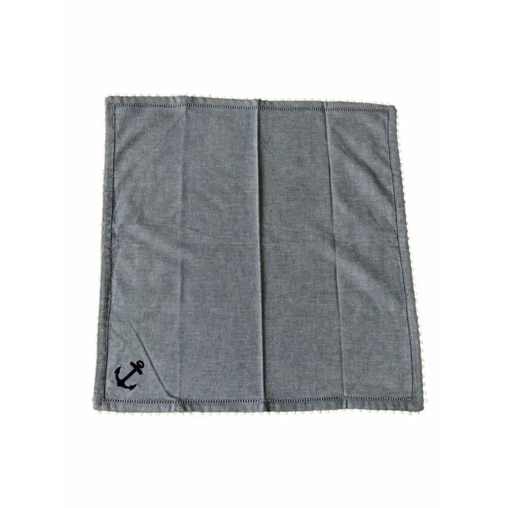 Pottery Barn Napkins Set Of 3 Blue‎ 20” Anchor Coastal Nautical